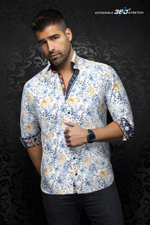 Chemise manches longues en Knit extensible pour homme par Au Noir | PRYSE Blanc Tabac | Machemise.ca, inventaire complet de la marque Au Noir