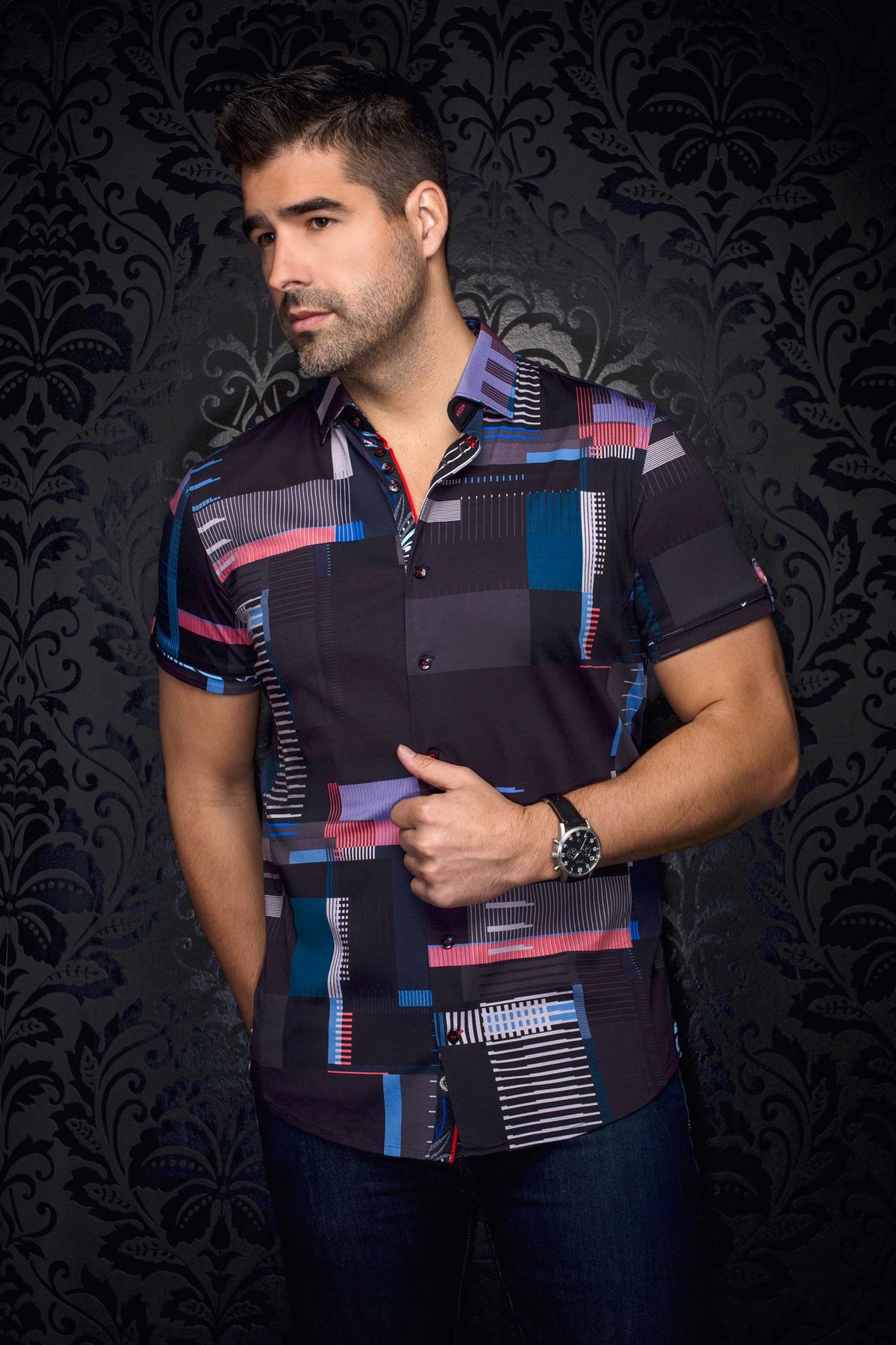 Chemise manches courtes en Knit pour homme par Au Noir | RANDFORD(SS) Noir | Machemise.ca, inventaire complet de la marque Au Noir