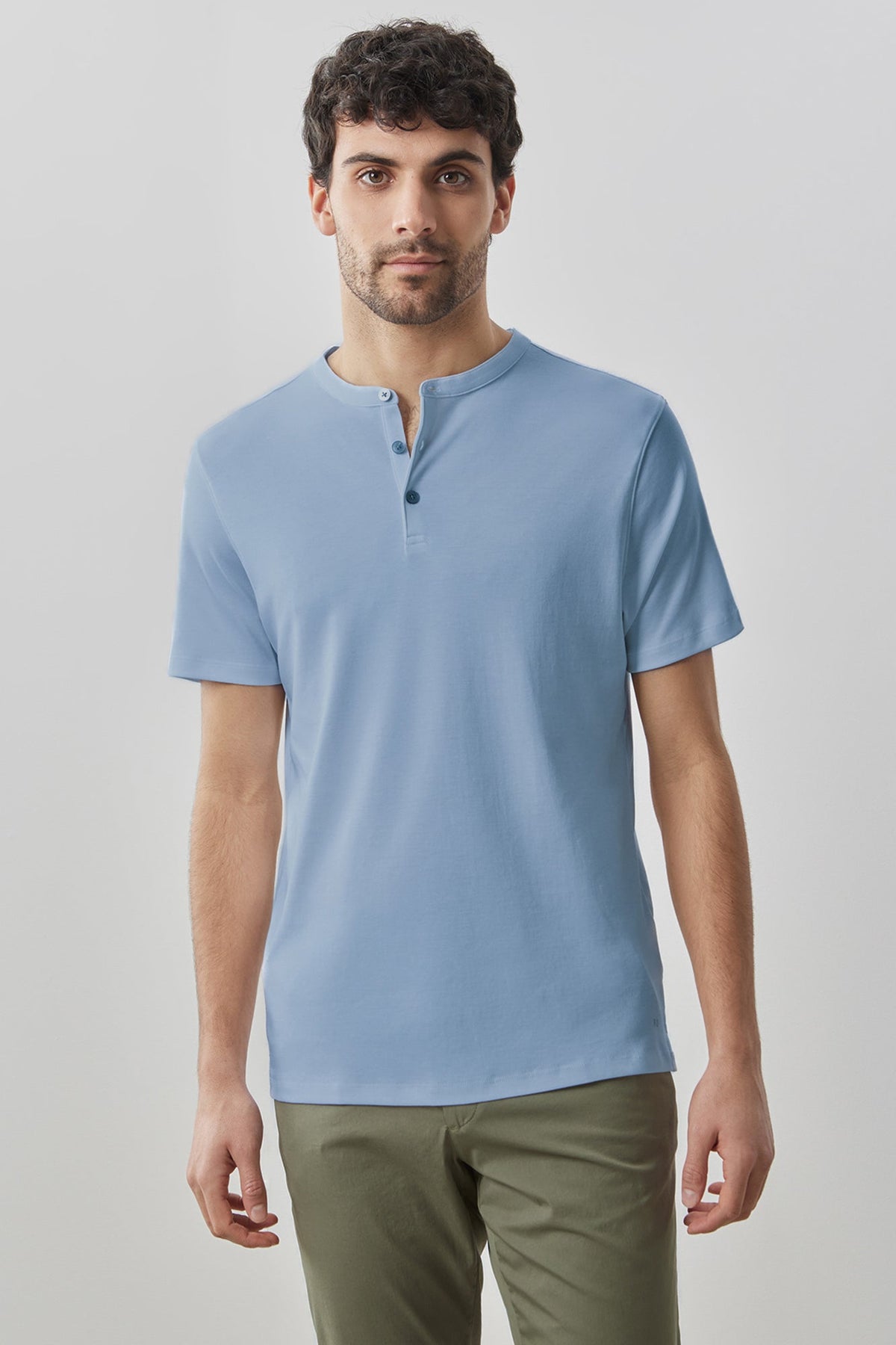 Henley à manches courtes pour homme par Robert Barakett | Georgia RB01173 Bleu Colombe | Machemise.ca, vêtements mode pour hommes