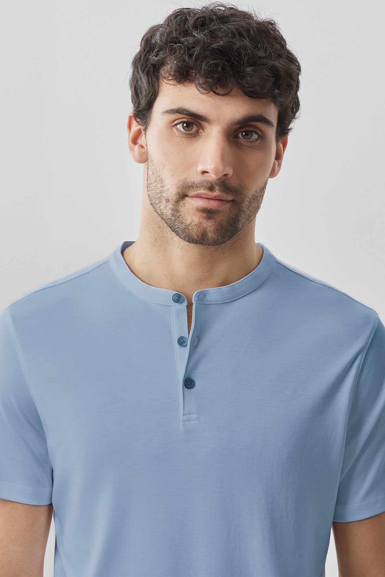 Henley à manches courtes pour homme par Robert Barakett | Georgia RB01173 Bleu Colombe | Machemise.ca, vêtements mode pour hommes
