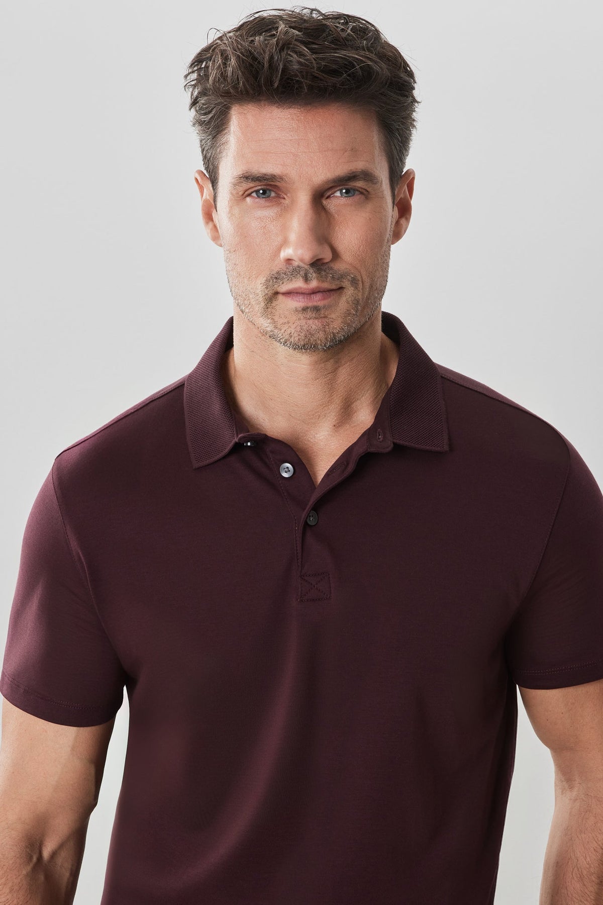Polo à manches courtes en "honeycomb" pour homme par Robert Barakett | Georgia RB11016 Bordeaux Profond | Machemise.ca, vêtements mode pour hommes