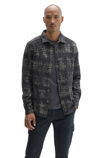 Surchemise-veste à carreaux anthracite avec col et manches longues pour homme par Robert Barakett, vue de face