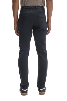 Robert Barakett men's washed black straight-leg jeans with tonal waistband label, patch pockets and belt loops, back view