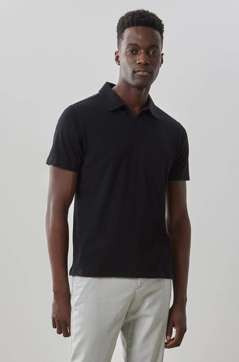Polo à col ouvert pour homme par Robert Barakett | RB31074 Basil Road Noir | Machemise.ca, vêtements mode pour hommes