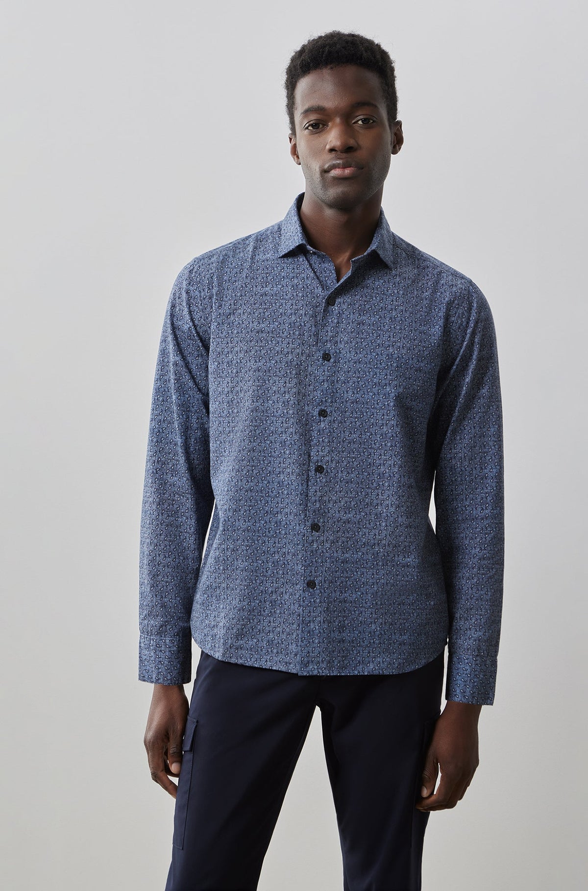 Chemise tissée à manches longues pour homme par Robert Barakett | RB32145 Newpine Bleu | Machemise.ca, vêtements mode pour hommes