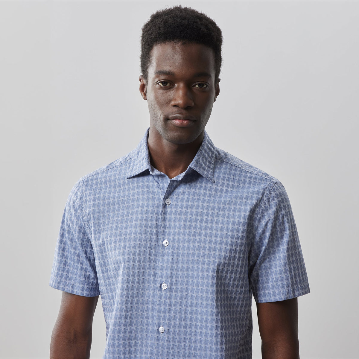 Chemise tissée à manches courtes pour homme par Robert Barakett | RB41038 Dearborn Bleu | Machemise.ca, vêtements mode pour hommes