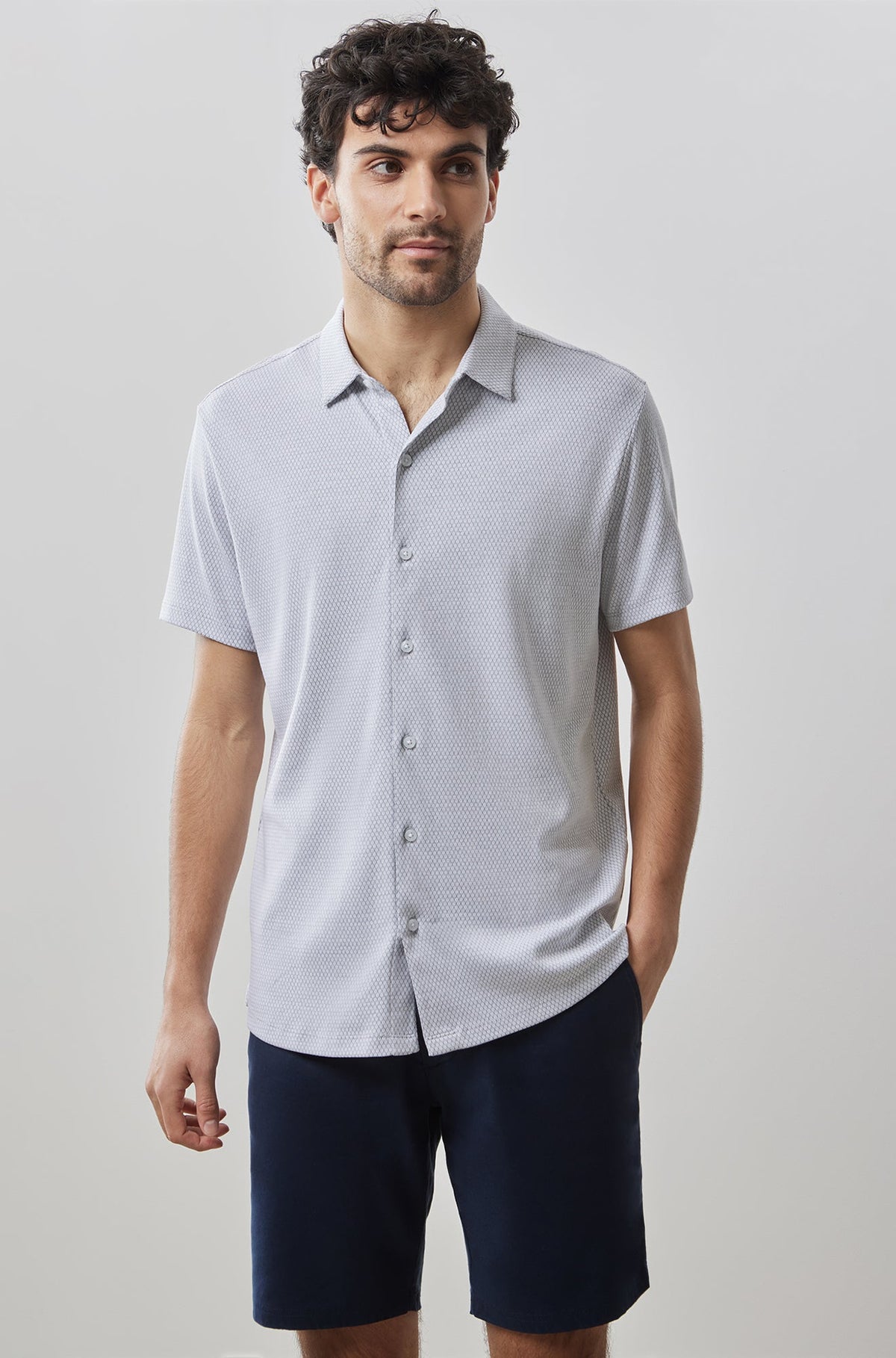 Chemise en tricot à manches courtes pour homme par Robert Barakett | RB41055 Campbell Gris | Machemise.ca, vêtements mode pour hommes