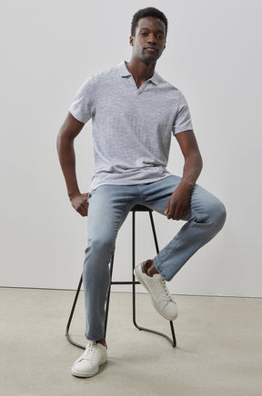 Polo à col ouvert à manches courtes pour homme par Robert Barakett | RB41102 Martel Gris | Machemise.ca, vêtements mode pour hommes