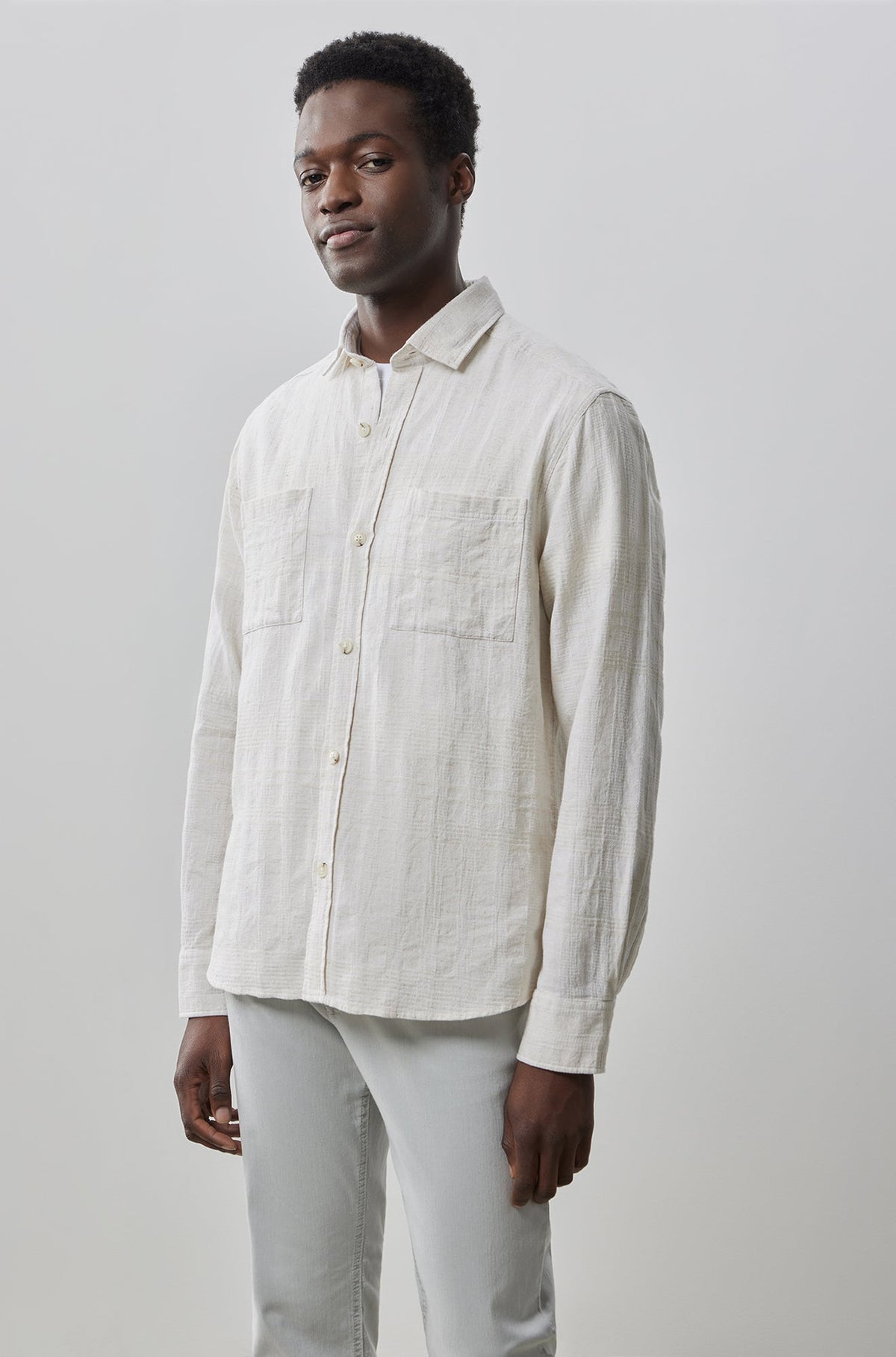 Chemise tissée à manches longues pour homme par Robert Barakett | RB41161 Sunset Crème | Machemise.ca, vêtements mode pour hommes