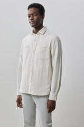 Chemise tissée à manches longues pour homme par Robert Barakett | RB41161 Sunset Crème | Machemise.ca, vêtements mode pour hommes