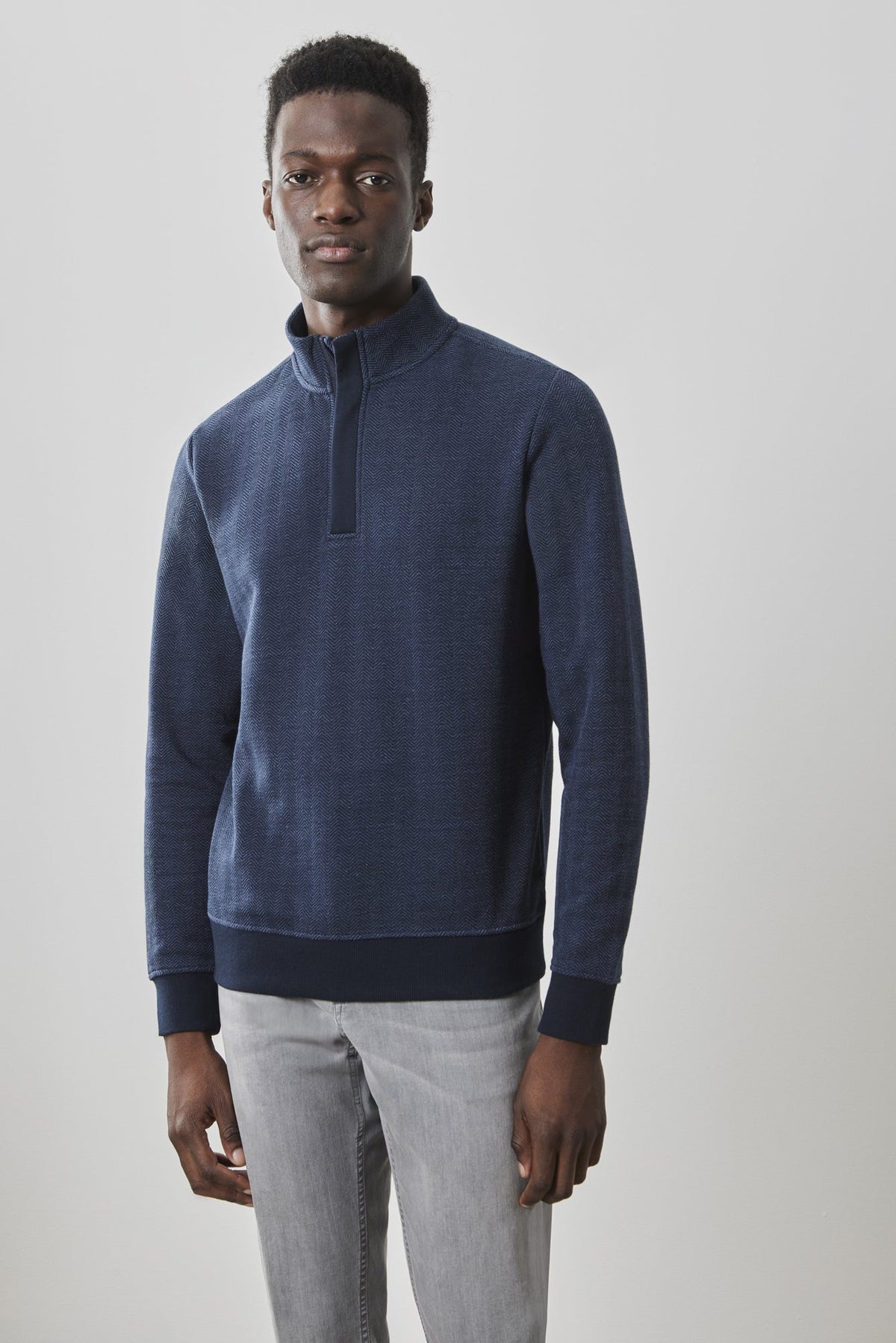 Chandail avec demi-zip pour homme par Robert Barakett | RB41459 Parkview Bleu Marine | Machemise.ca, vêtements mode pour hommes