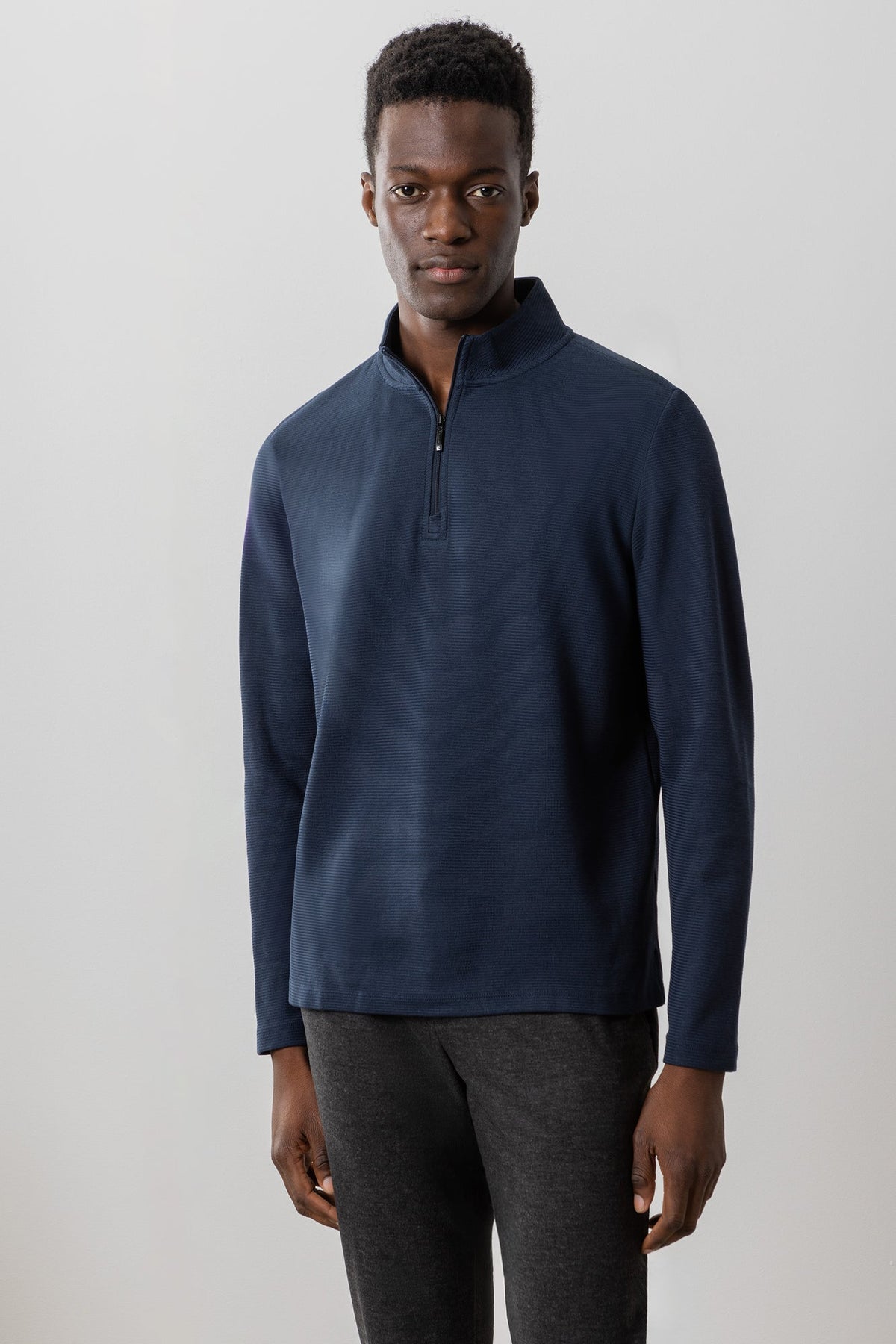 Chandail manches longues avec zip pour homme par Robert Barakett | Karuna RB41462 Bleu Marine | Boutique Vvög, vêtements mode pour homme et femme
