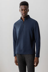 Chandail manches longues avec zip pour homme par Robert Barakett | Karuna RB41462 Bleu Marine | Boutique Vvög, vêtements mode pour homme et femme