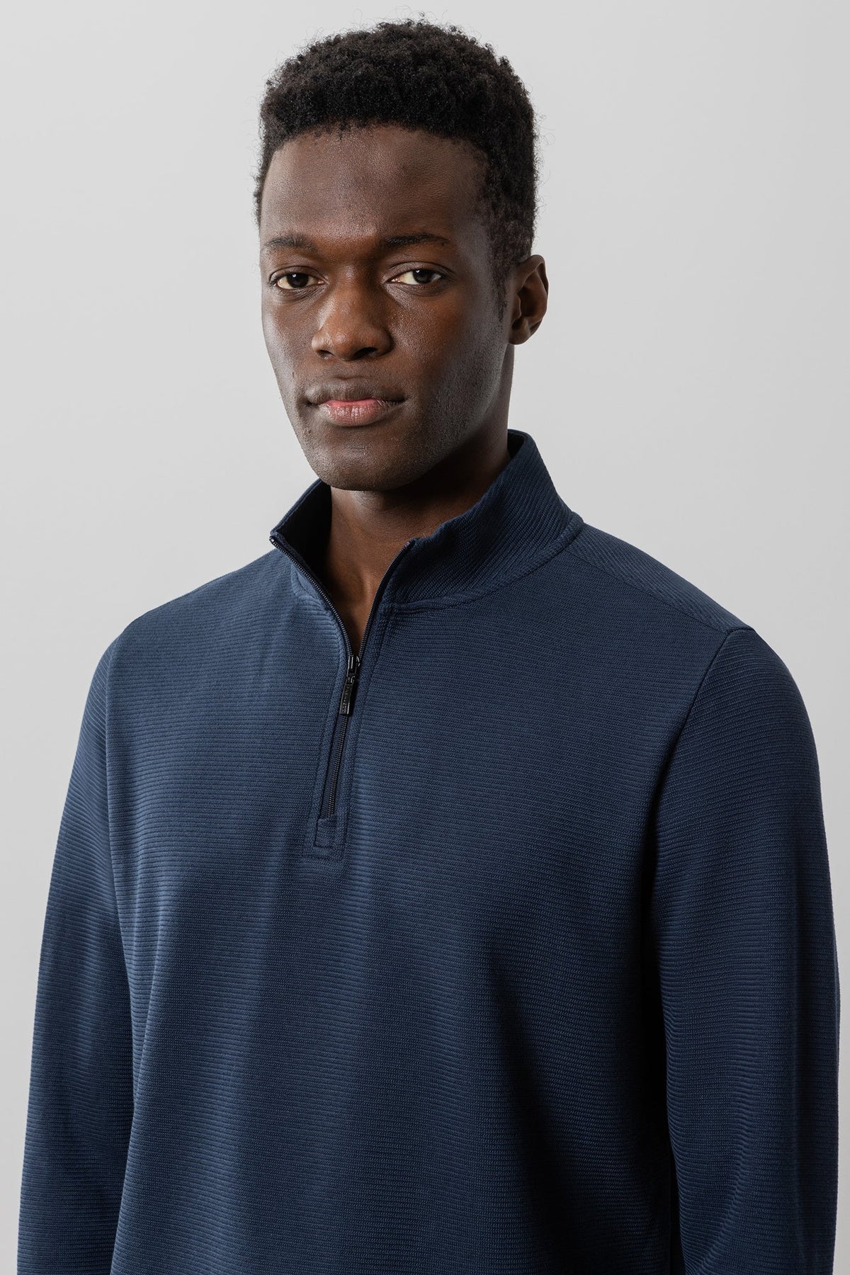 Chandail manches longues avec zip pour homme par Robert Barakett | Karuna RB41462 Bleu Marine | Boutique Vvög, vêtements mode pour homme et femme