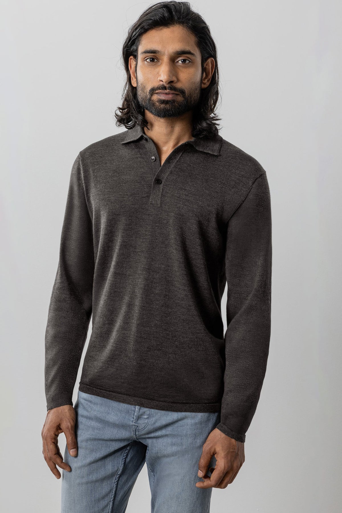Polo à manches longues pour homme par Robert Barakett | RB41550 Roman Marron | Machemise.ca, vêtements mode pour hommes