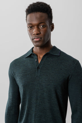 Polo à manches longues pour homme par Robert Barakett | RB41550 Roman Vert Foncé | Machemise.ca, vêtements mode pour hommes