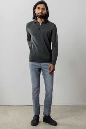 Polo à manches longues pour homme par Robert Barakett | RB41550 Roman Olive | Machemise.ca, vêtements mode pour hommes