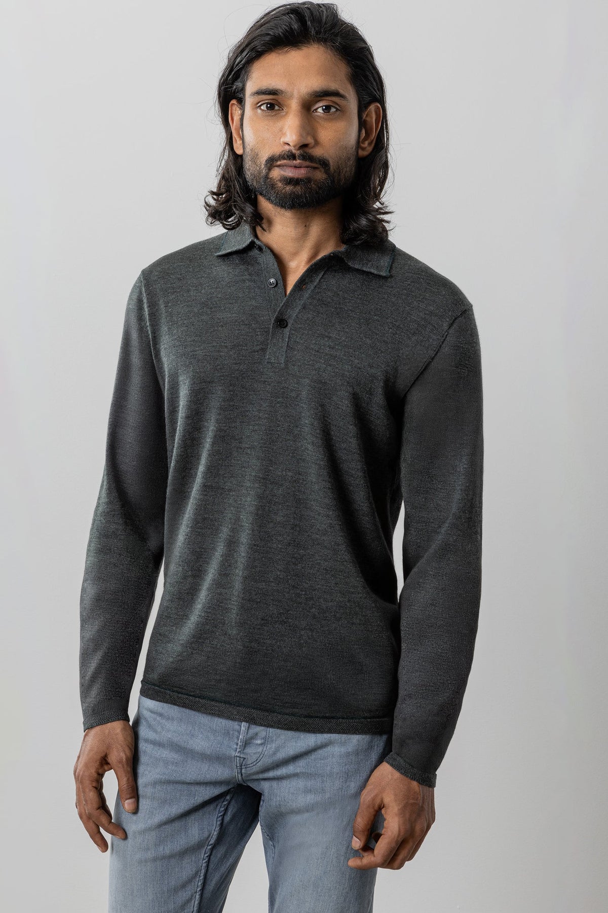 Polo à manches longues pour homme par Robert Barakett | RB41550 Roman Olive | Machemise.ca, vêtements mode pour hommes