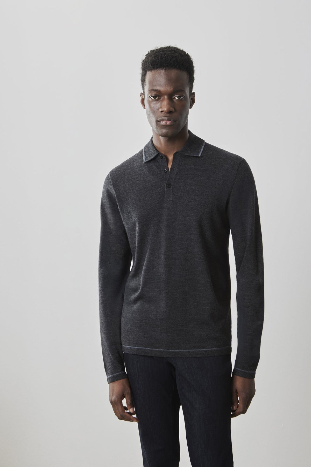 Polo à manches longues pour homme par Robert Barakett | RB41550 Roman Anthracite | Machemise.ca, vêtements mode pour hommes