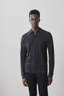 Polo à manches longues pour homme par Robert Barakett | RB41550 Roman Anthracite | Machemise.ca, vêtements mode pour hommes