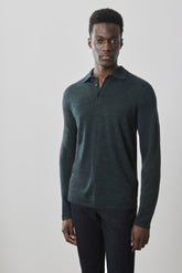 Polo à manches longues pour homme par Robert Barakett | RB41550 Roman Vert Foncé | Machemise.ca, vêtements mode pour hommes