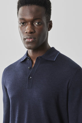 Polo à manches longues pour homme par Robert Barakett | RB41550 Roman Bleu Marine | Machemise.ca, vêtements mode pour hommes