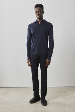 Polo à manches longues pour homme par Robert Barakett | RB41550 Roman Bleu Marine | Machemise.ca, vêtements mode pour hommes