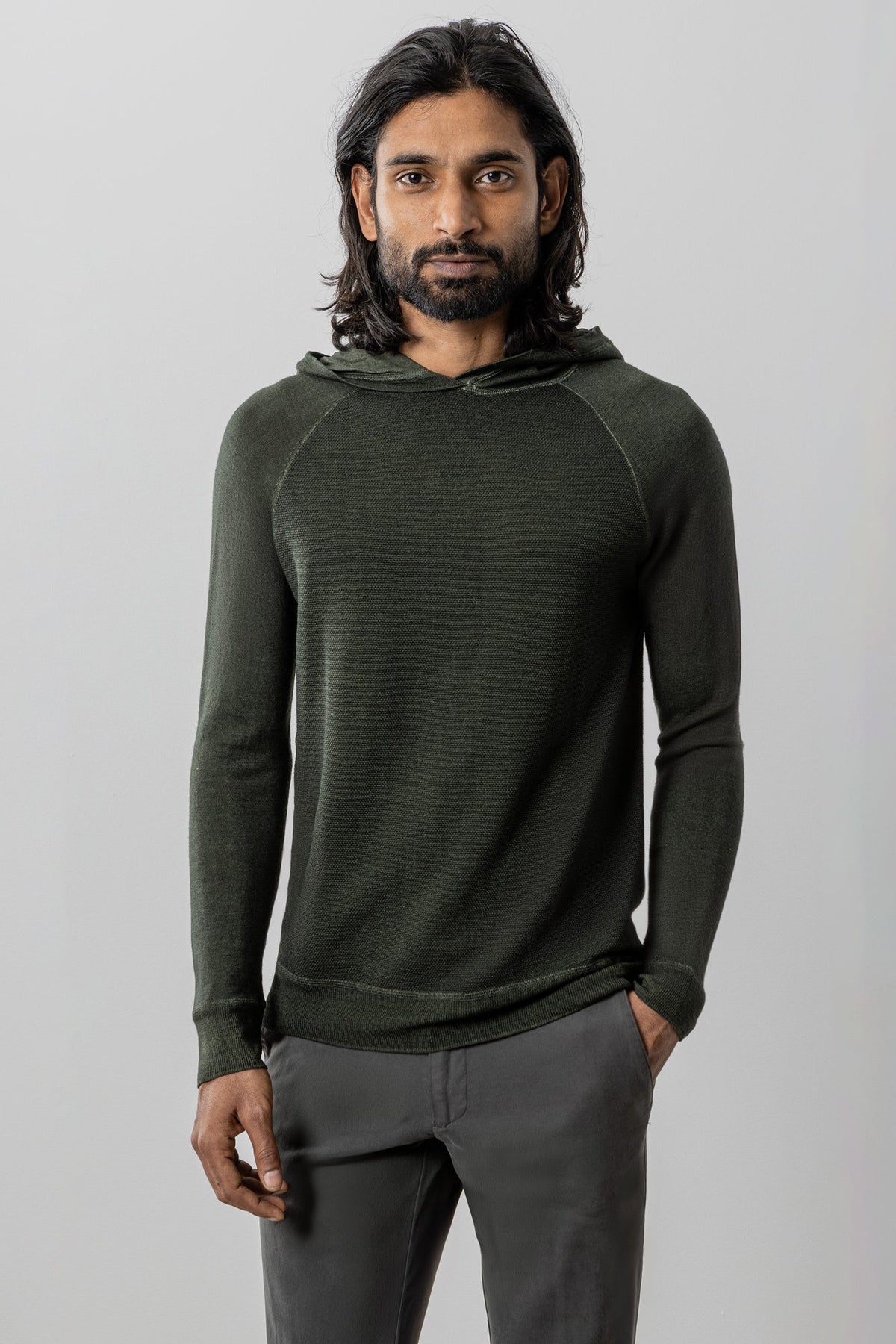 Chandail manches longues avec capuchon pour homme par Robert Barakett | Newbury RB41559 Olive | Boutique Vvög, vêtements mode pour homme et femme