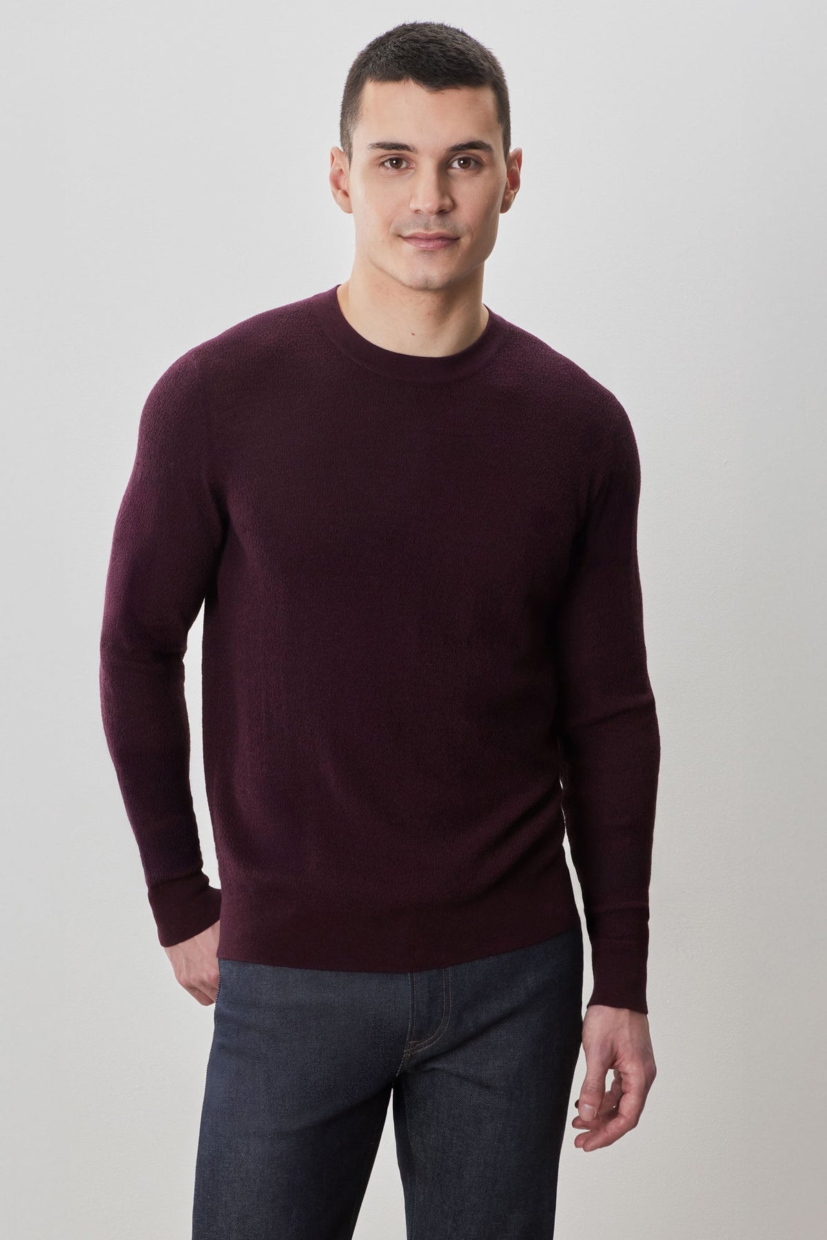 Chandail à manches longues col rond pour homme par Robert Barakett | Watertown RB41569 Bordeaux | Machemise.ca, vêtements mode pour hommes