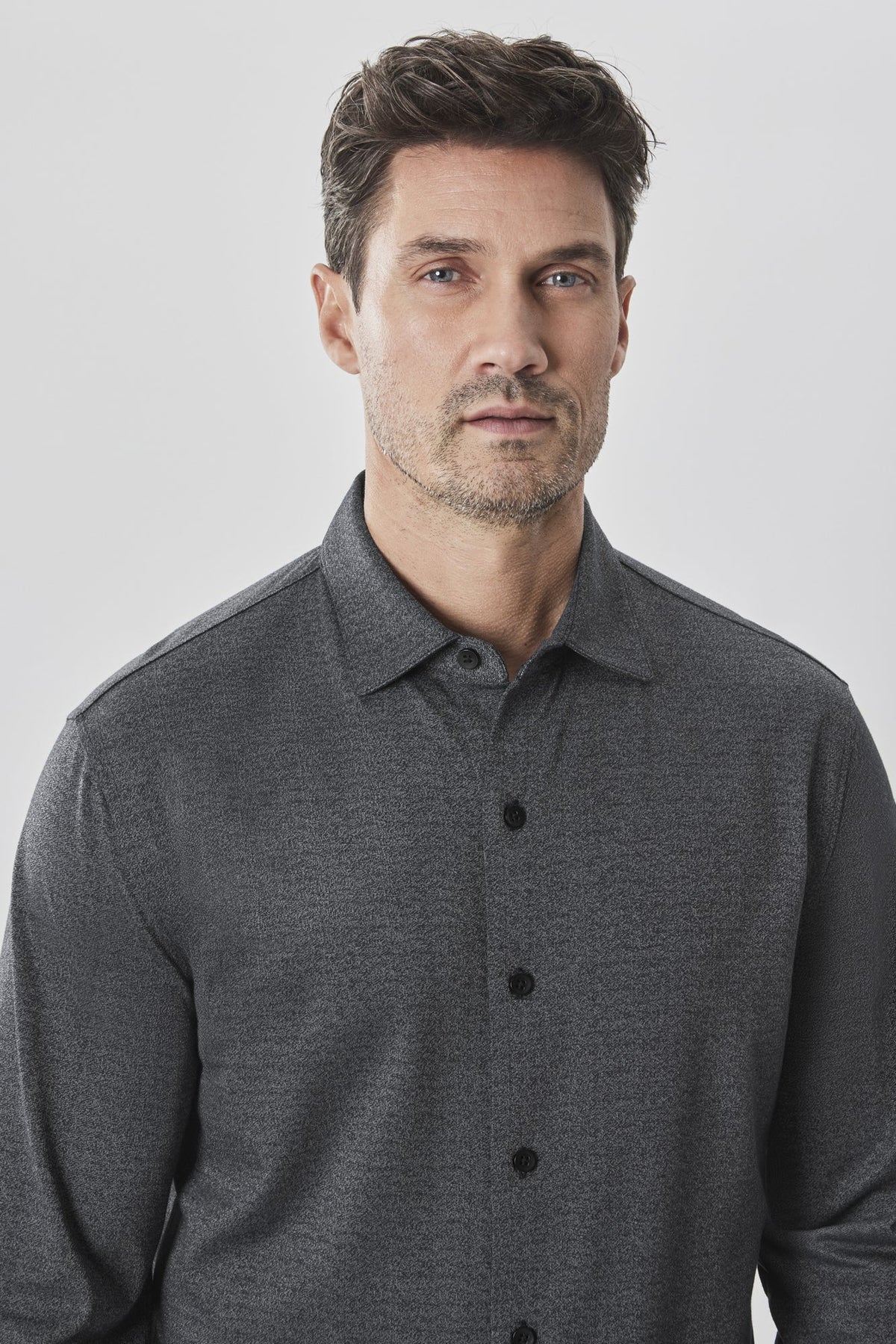 Chemise en tricot à manches longues pour homme par Robert Barakett | RB42011 Roscoe Gris | Machemise.ca, vêtements mode pour hommes