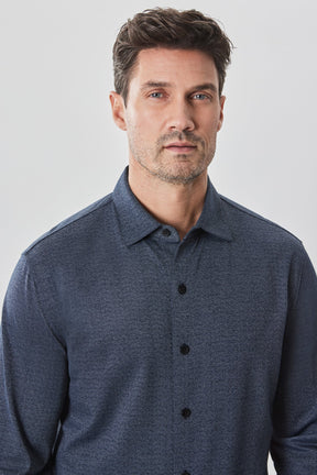 Chemise en tricot à manches longues pour homme par Robert Barakett | RB42011 Roscoe Bleu Marine | Machemise.ca, vêtements mode pour hommes