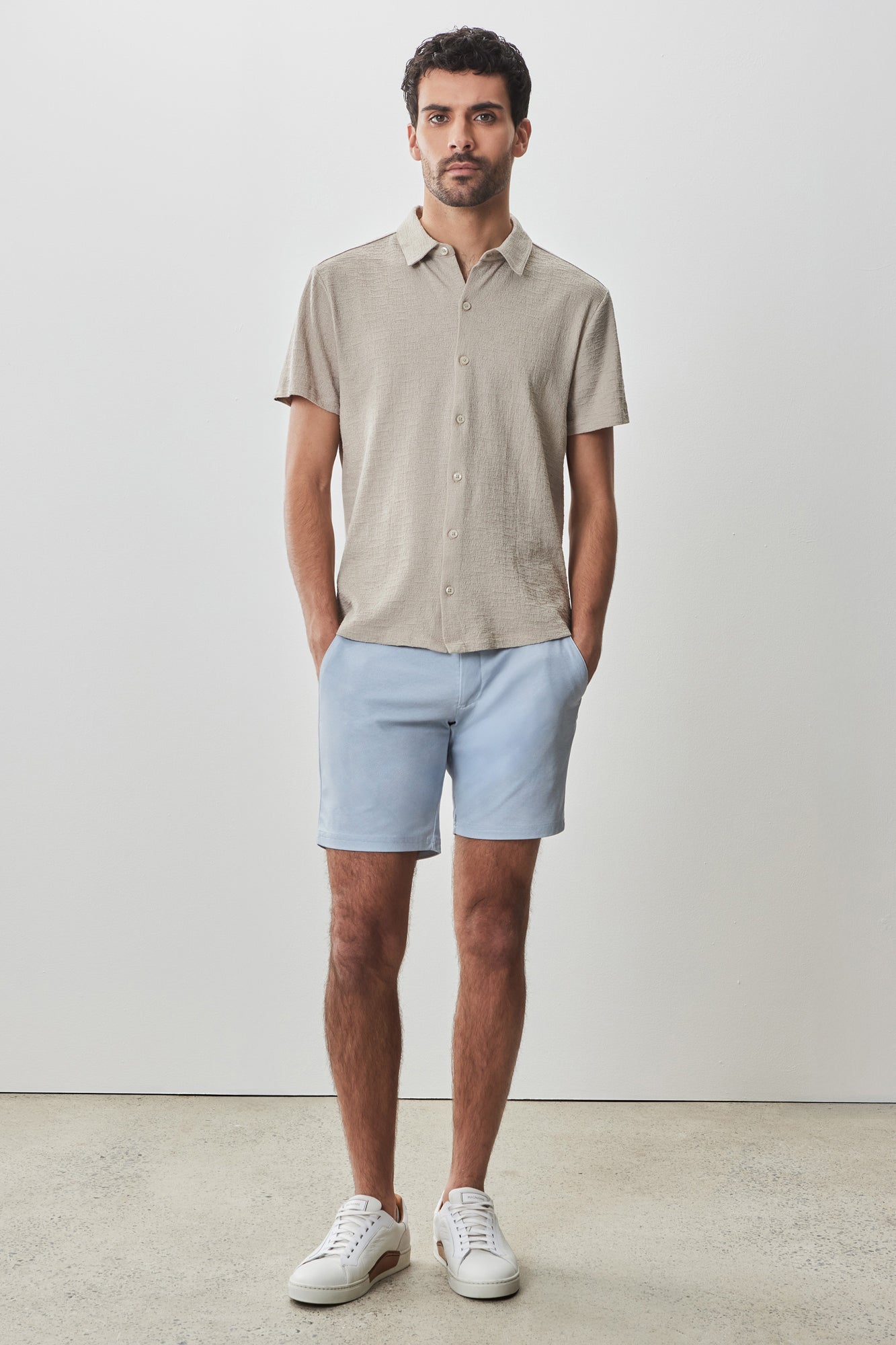 Chemise en maille à manches courtes pour homme par Robert Barakett | Newman RB51155 Beige Clair | Machemise.ca, vêtements mode pour hommes
