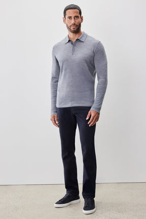 Polo M.L. mérinos pour homme par Robert Barakett | RB52138 Thomas Gris Pâle | Machemise.ca, vêtements mode pour hommes