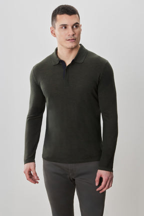 Polo M.L. mérinos pour homme par Robert Barakett | RB52138 Thomas Olive | Machemise.ca, vêtements mode pour hommes