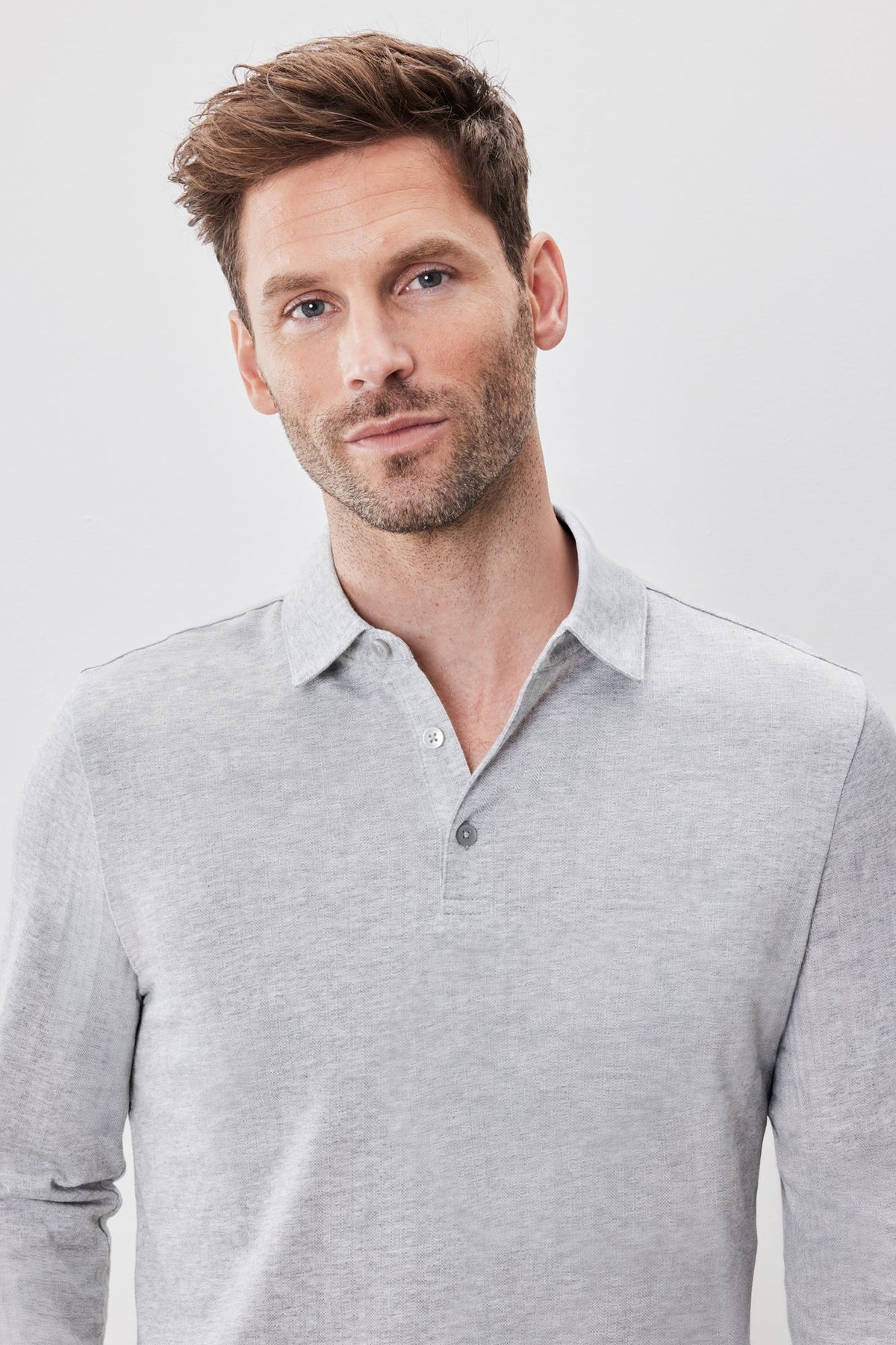 Polo à manches longues pour homme par Robert Barakett | Monolif RB52161 Gris Clair | Machemise.ca, vêtements mode pour hommes