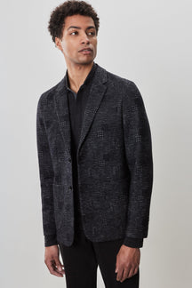 Veston en tricot jacquard à carreaux pour homme par Robert Barakett | RB52242 Murphy Noir | Machemise.ca, vêtements mode pour hommes