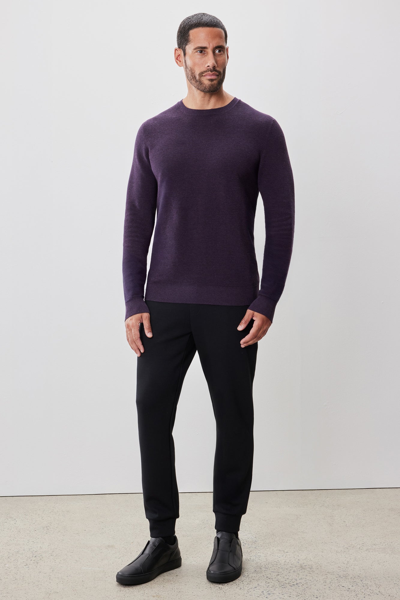 Chandail à manches longues col rond pour homme par Robert Barakett | Enrique RB52270 Violet | Machemise.ca, vêtements mode pour hommes