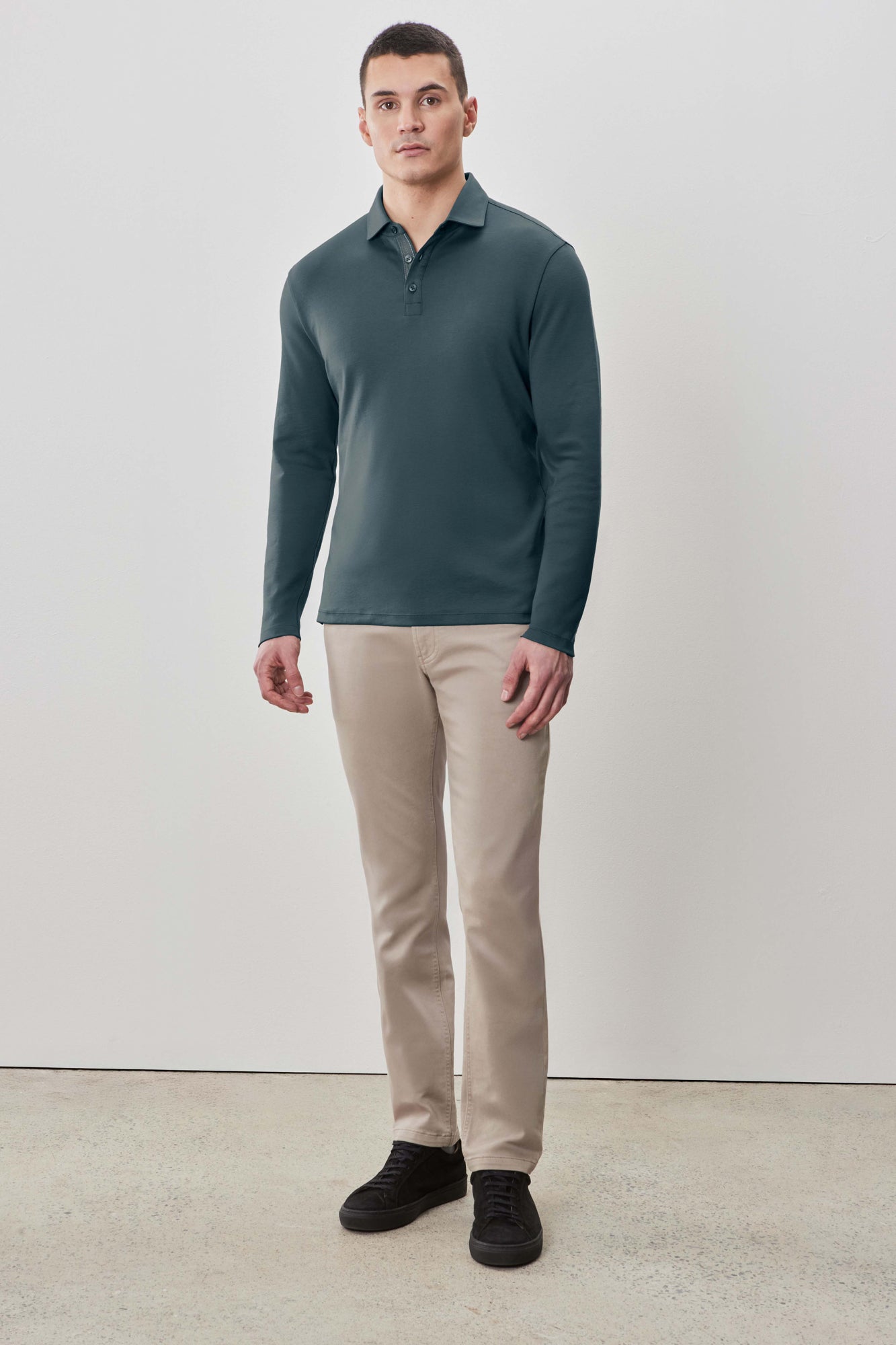 Polo à manches longues en chevrons pour homme par Robert Barakett | Georgia RB52559 Vert Profond | Machemise.ca, vêtements mode pour hommes