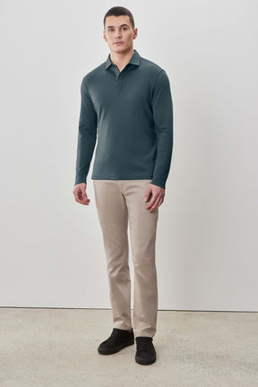 Polo à manches longues en chevrons pour homme par Robert Barakett | Georgia RB52559 Vert Profond | Machemise.ca, vêtements mode pour hommes