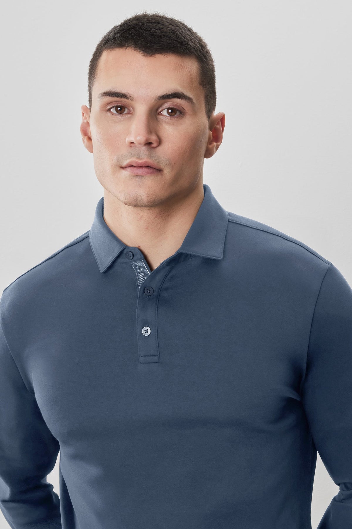 Polo à manches longues en chevrons pour homme par Robert Barakett | Georgia RB52559 Vague Océan | Machemise.ca, vêtements mode pour hommes