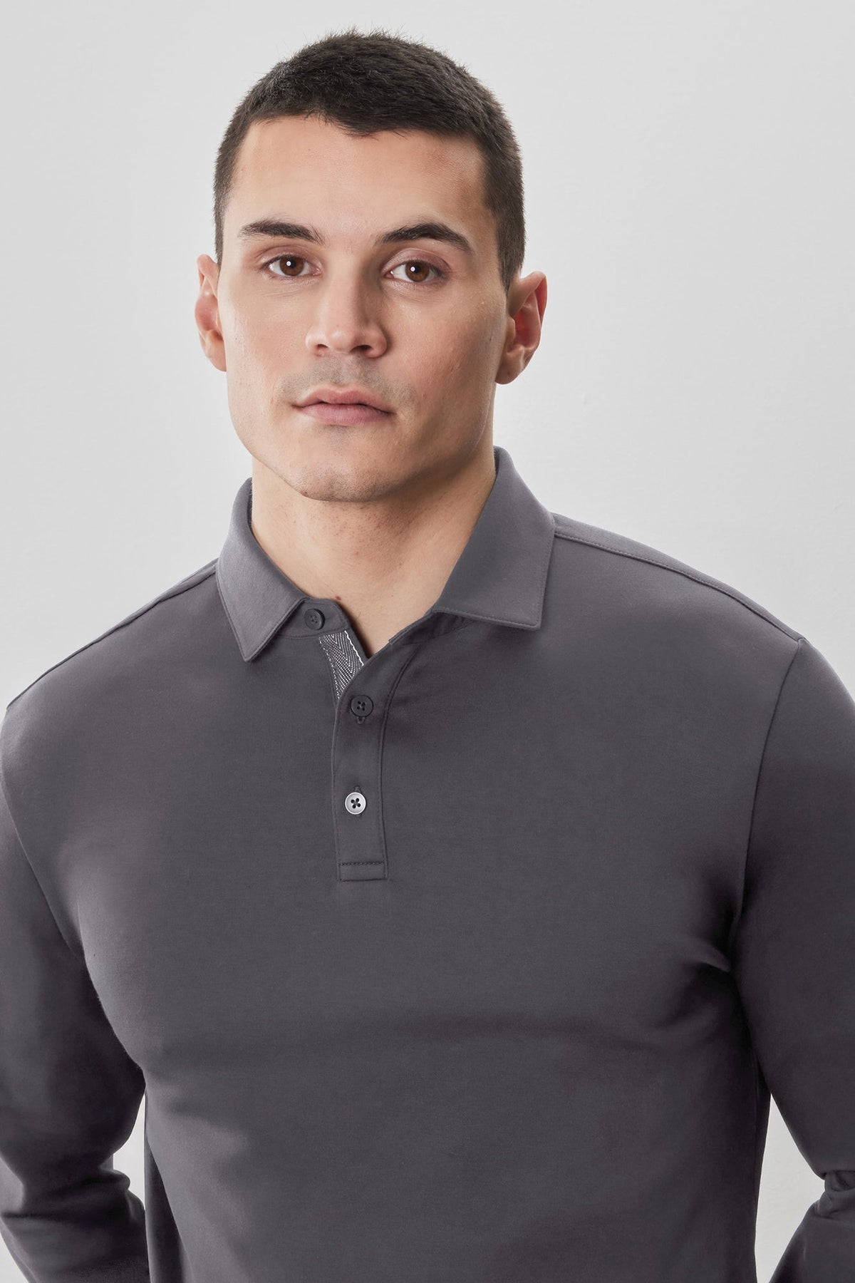 Polo à manches longues en chevrons pour homme par Robert Barakett | Georgia RB52559 Fumée | Machemise.ca, vêtements mode pour hommes