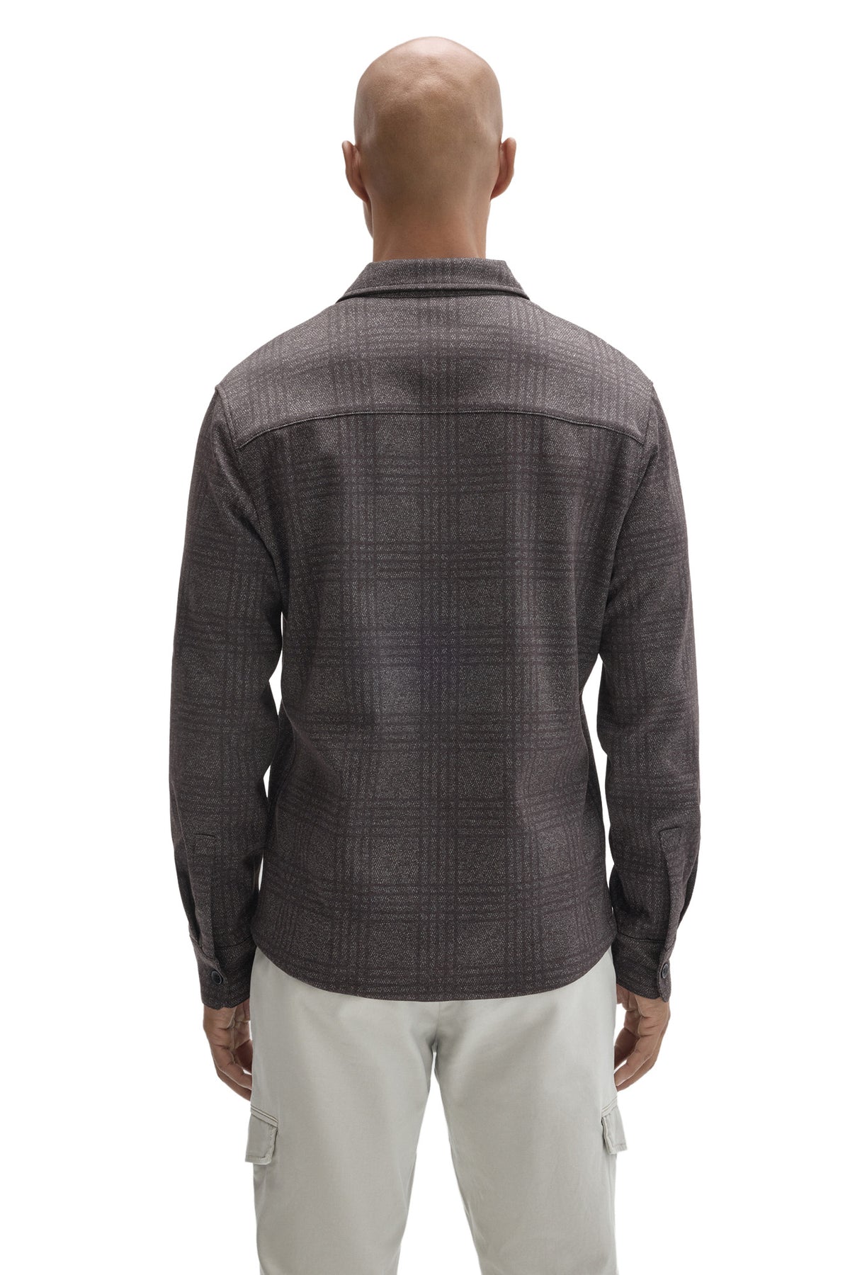 Surchemise charbon à carreaux avec col, empiècement dos et poignets boutonnés pour homme par Robert Barakett, de dos