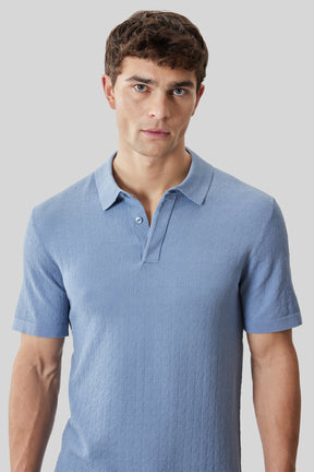 Polo avec patte pour homme par Robert Barakett | RB61092 Halric Bleu Délavé | Machemise.ca, vêtements mode pour hommes