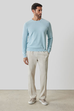 Chandail M.L. col rond pour homme par Robert Barakett | RB61154 Kaede Sarcelle Poussiéreuse | Machemise.ca, vêtements mode pour hommes