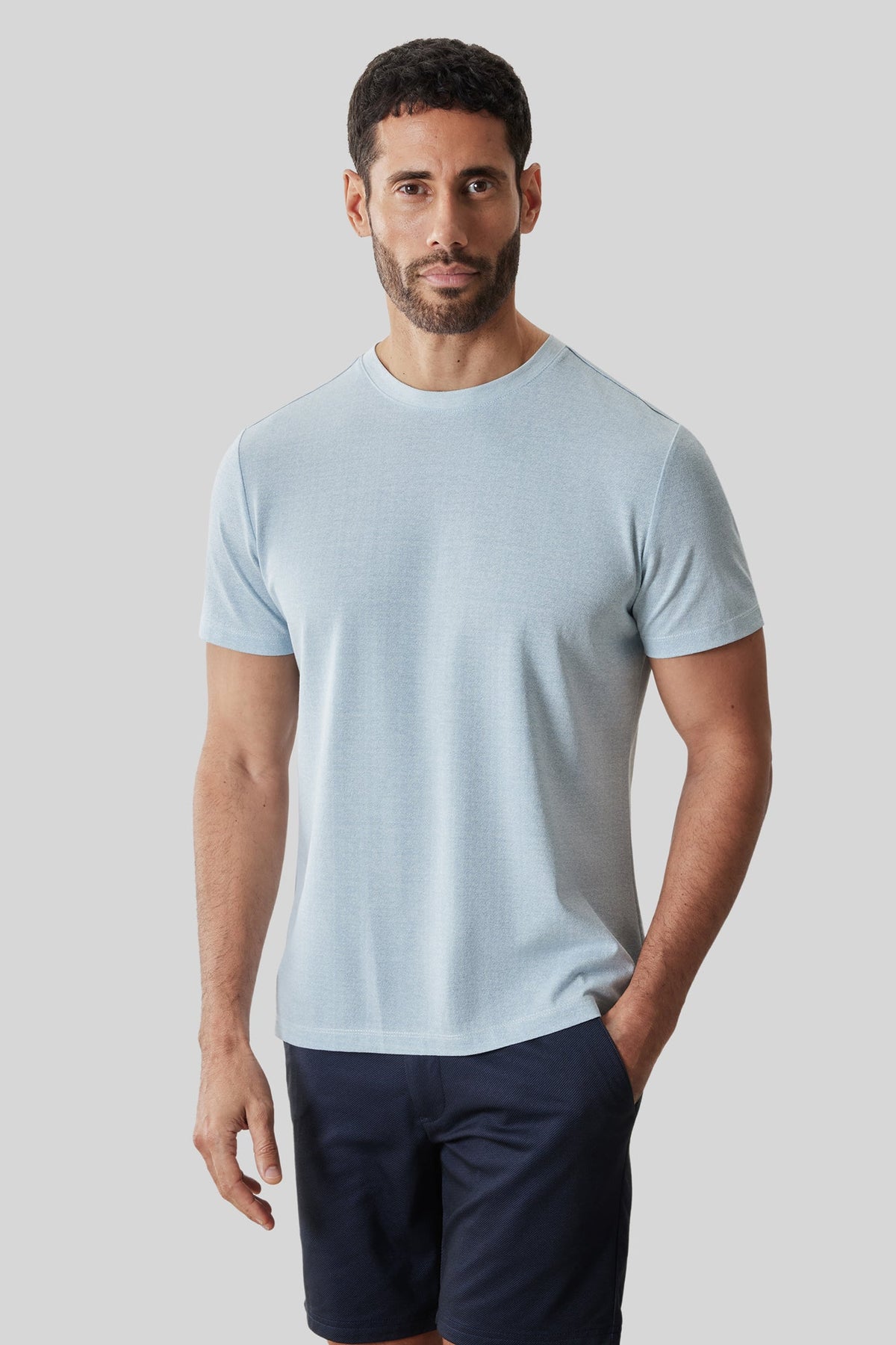 T-Shirt col rond pour homme par Robert Barakett | RB61191 Roscoe Bleu Frais | Machemise.ca, vêtements mode pour hommes