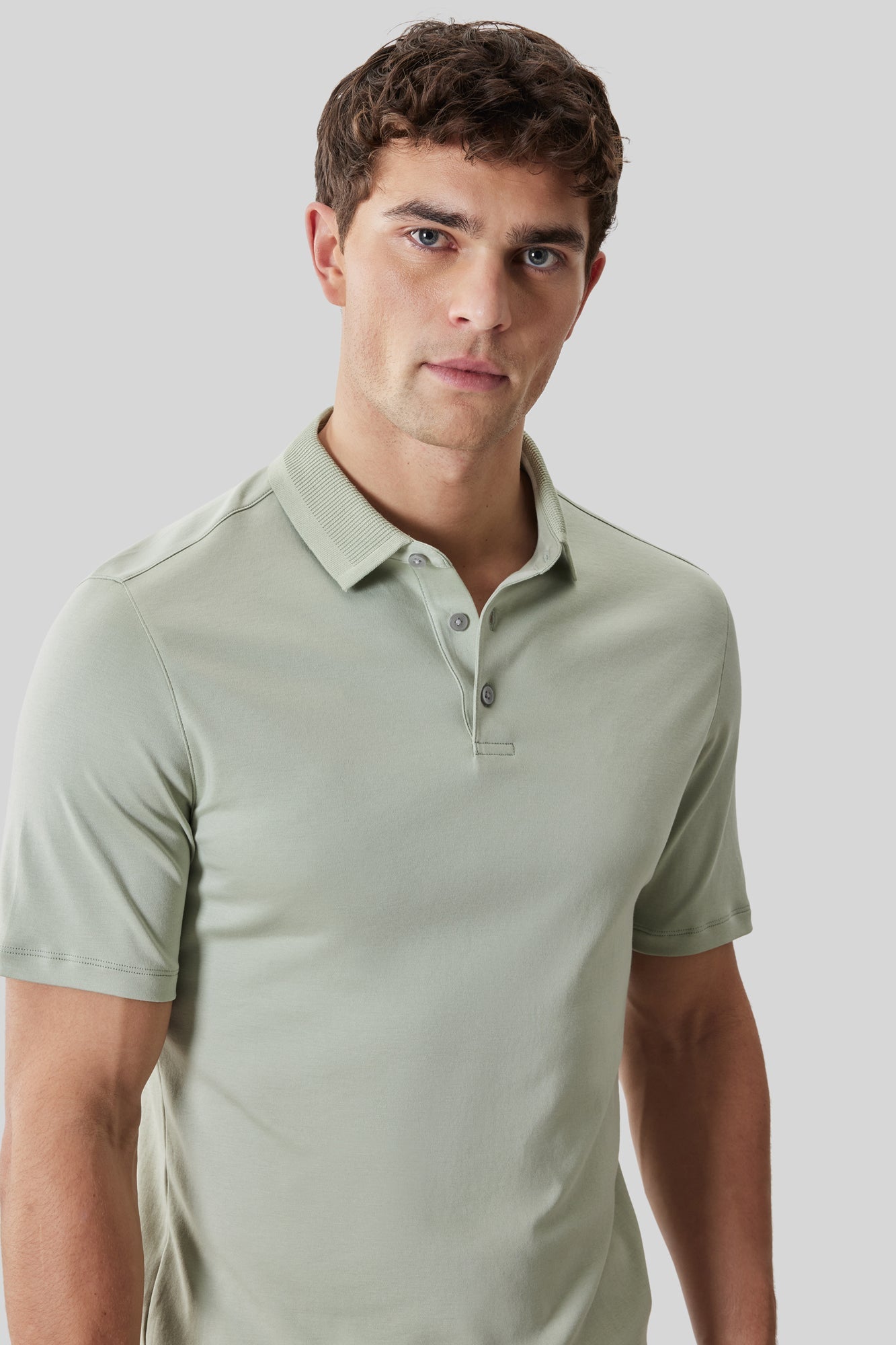 Polo col texturé pour homme par Robert Barakett | RB61210 Georgia Vert Désert | Machemise.ca, vêtements mode pour hommes