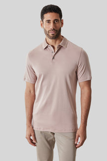 Polo col texturé pour homme par Robert Barakett | RB61210 Georgia Corail Poudré | Machemise.ca, vêtements mode pour hommes