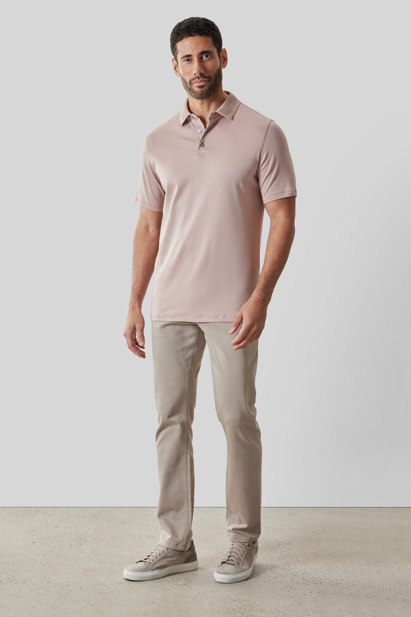 Polo col texturé pour homme par Robert Barakett | RB61210 Georgia Corail Poudré | Machemise.ca, vêtements mode pour hommes