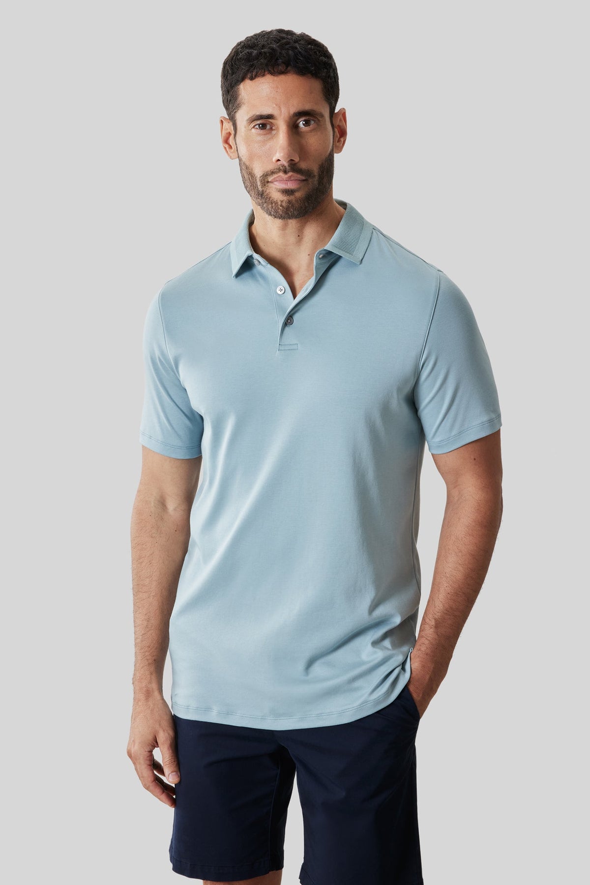 Polo col texturé pour homme par Robert Barakett | RB61210 Georgia Sarcelle Douce | Machemise.ca, vêtements mode pour hommes