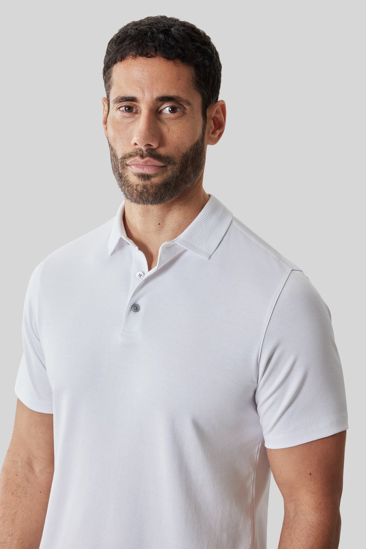 Polo col texturé pour homme par Robert Barakett | RB61210 Georgia Blanc | Machemise.ca, vêtements mode pour hommes